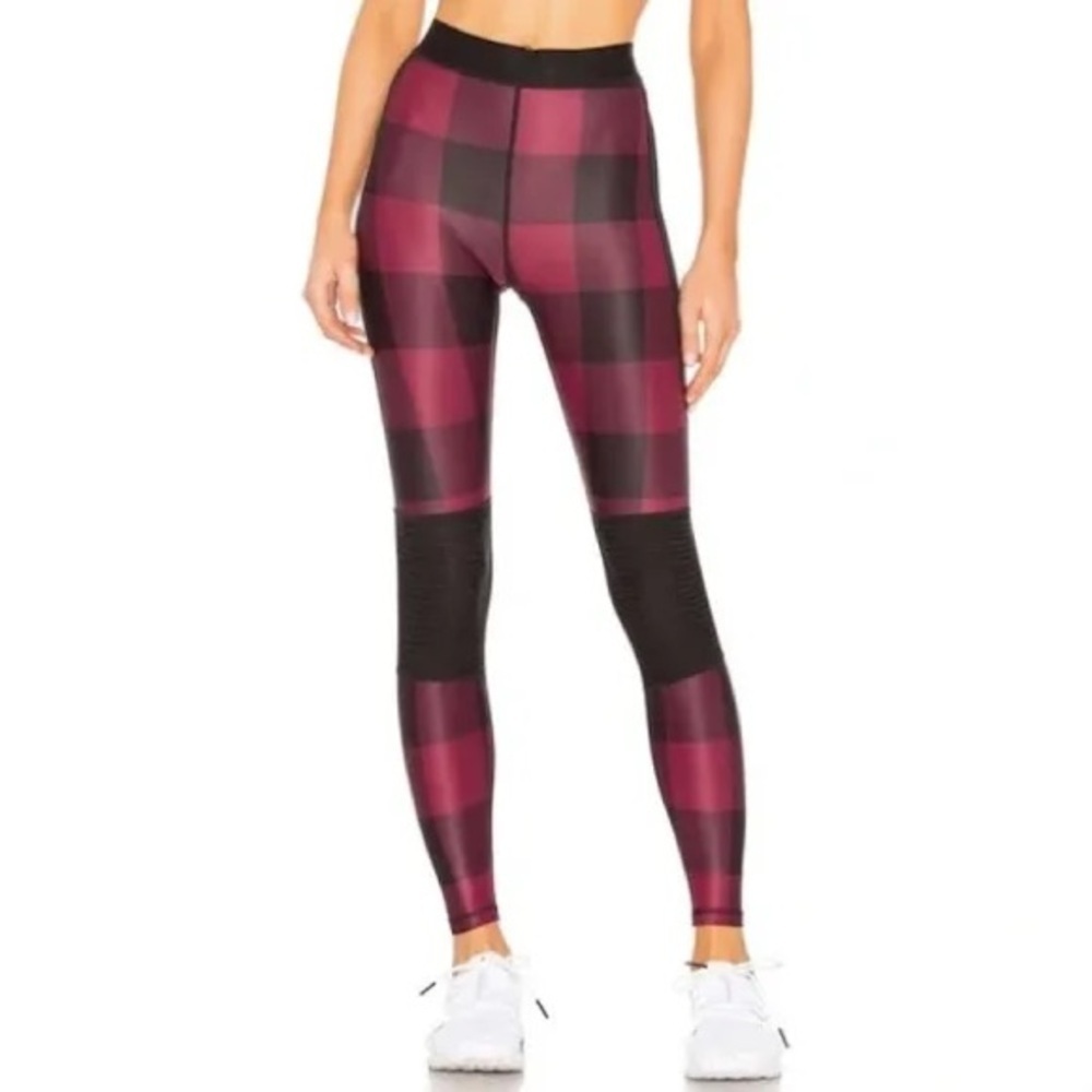 Alala Pants & Jumpsuits | Alala High Waisted Harley Legging Red Black Moto Plaid